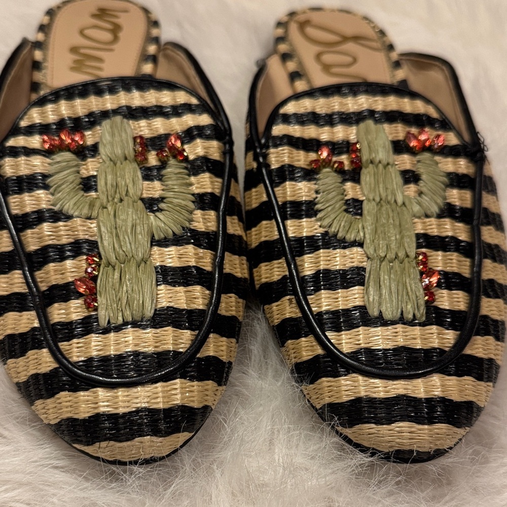 Sam Edelman Women Jillian Embroidered Mule Loafers 2000’s Size 8 1/2 pre-owned - Picture 3 of 9